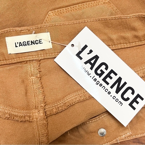 NWT L'AGENCE Camel Distressed‎ Denim Mid Rise Raw Hem Cutoff Jean Shorts 25 - Picture 6 of 7